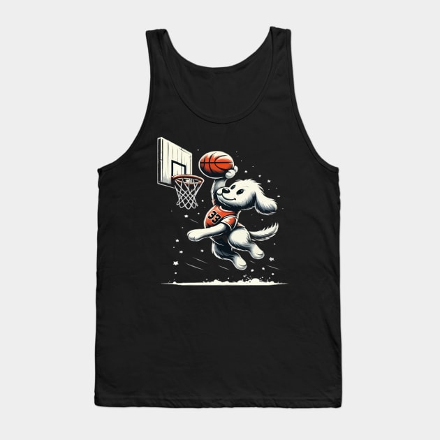 funny dog basketball slam dunked Tank Top by WOLVES STORE